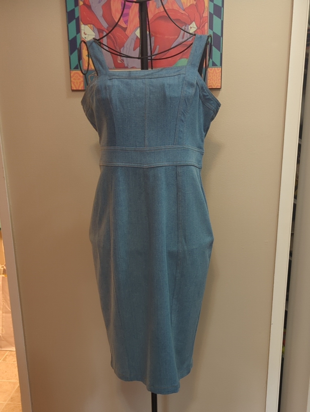 Unique Vintage Light Blue Denim Overall Dress